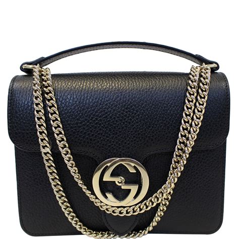 gucci interlocking leather crossbody|Gucci cross bag black.